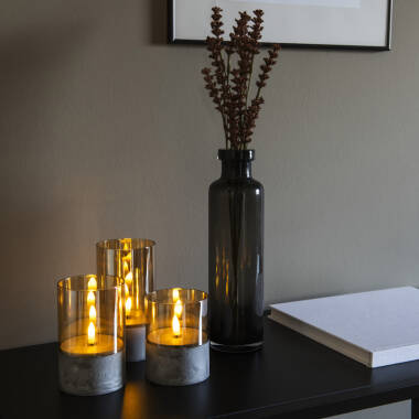 Image of Konstsmide Battery Operated LED Smoked Glass Candle Lights
