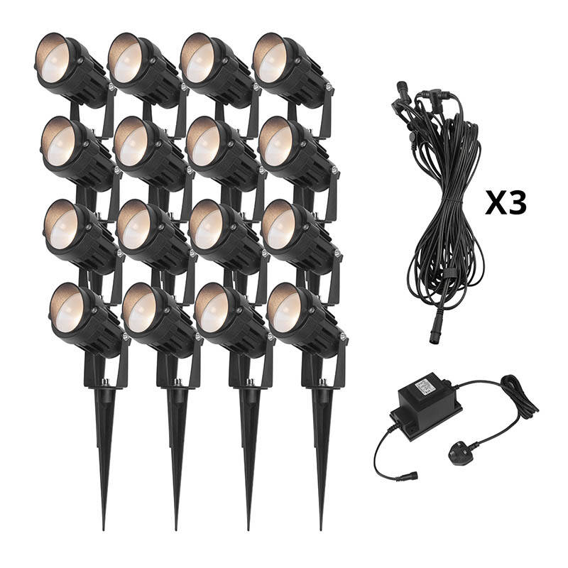 Image of EasyFit Core 12v Garden Lights - Palm 6W LED Garden Spotlight Kit - 16 Lights