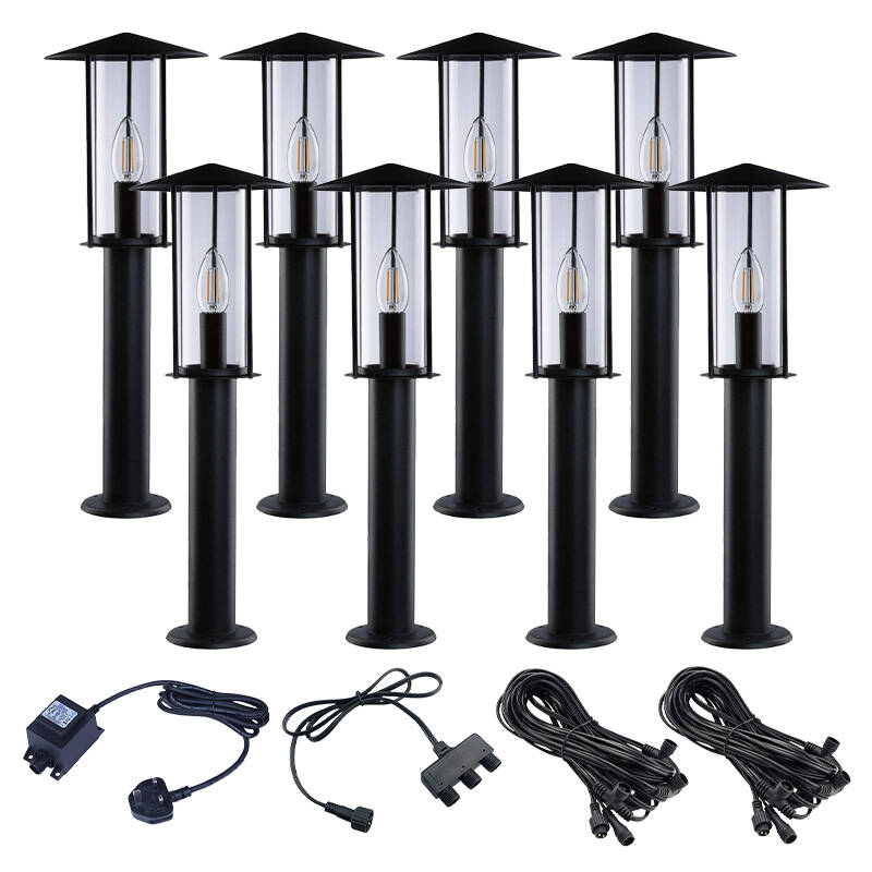 Image of EasyFit Core 12v Garden Lights - Elm LED Post Light Kit - 8 Lights