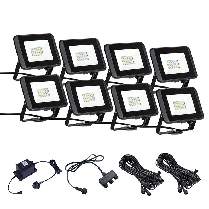 Image of EasyFit Core 12v Garden Lights - Oak LED Floodlight Kit - 8 Lights