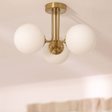 Edit Amatler 3 Arm Glass Semi-Flush Ceiling Light