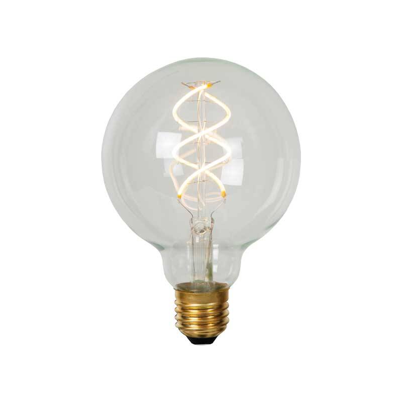 Image of Lucide Spiral 5W Warm White Dimmable LED Decorative Filament 95mm Amber Globe Bulb
