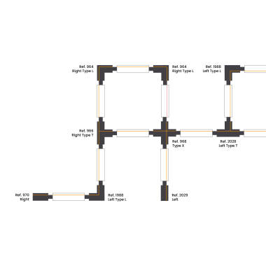 Image of Three Circuit Track Light Right Side L Shaped Connector