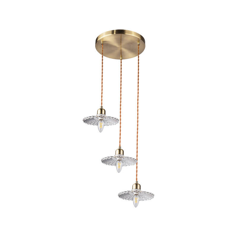 Image of Wisteria Notting Clear Glass 3 Light Cluster Ceiling Pendant