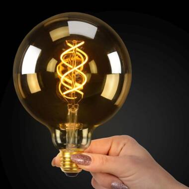 Image of Lucide 5W Very Very Warm White Dimmable LED Decorative Filament 125mm Clear Globe Bulb