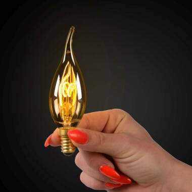 Image of Lucide 3W Very Very Warm White Dimmable LED Decorative Filament Bent Tip Candle Bulb