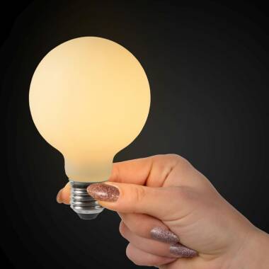 Image of Lucide 5W Warm White Dimmable LED Decorative Filament 80mm Opal/Pearl Globe Bulb
