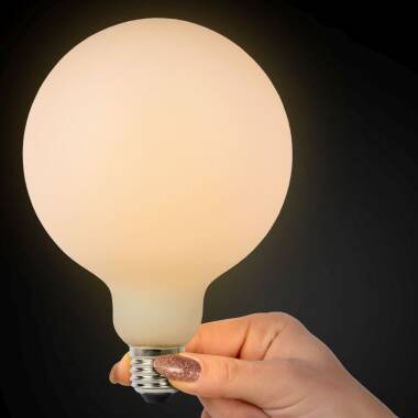 Image of Lucide 8W Warm White Dimmable LED Decorative Filament 125mm Amber Globe Bulb