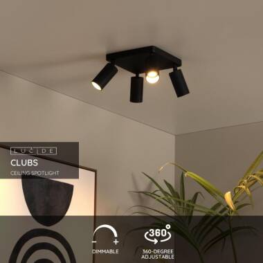 Image of Lucide Clubs 4 Light Ceiling Spotlight Plate