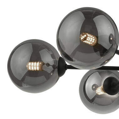 Image of Dar Cohen 7 Arm Semi-Flush Ceiling Light With Black Glass