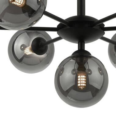 Image of Dar Cohen 7 Arm Semi-Flush Ceiling Light With Black Glass