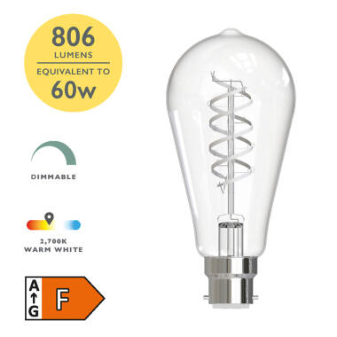Image of Dar Rustika 8W Warm White Dimmable LED Decorative Filament Squirrel Cage Bulb - Bayonet Cap