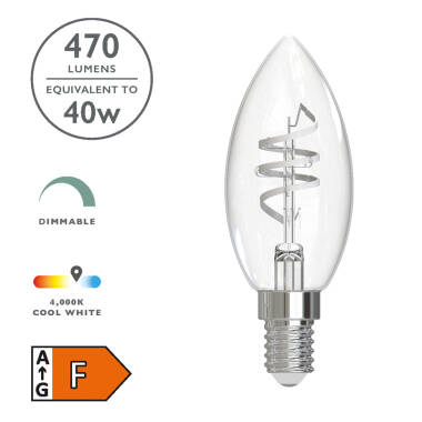 Image of Dar 4.6W Dimmable LED Decorative Filament Candle Bulb - Small Screw Cap - Pack of 6
