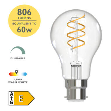 Image of Dar 7.2W Warm White Dimmable LED Decorative Filament GLS Bulb - Bayonet Cap