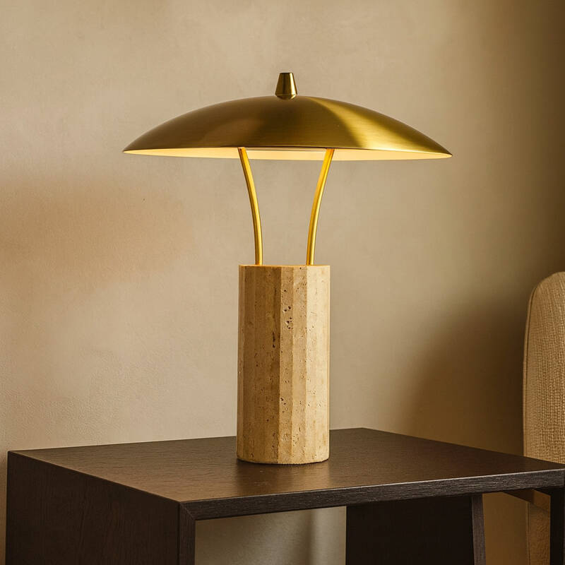 Image of Westport Isobelle Travertine Stone LED Table Lamp