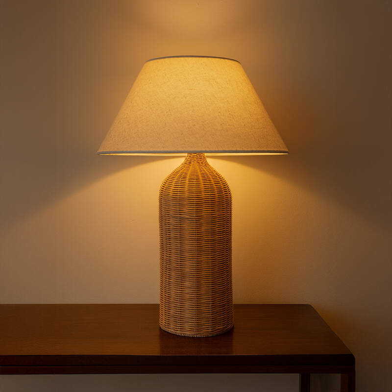Image of Khudi & Khora Raya Rattan Tall Table Lamp