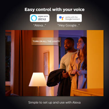 Image of Philips Hue 9W Smart Dimmable LED Bulb Bayonet Cap - Pack of 2