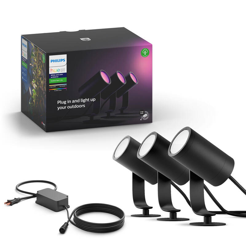 Image of Philips Hue Lily LED Smart Outdoor Spotlights - Set of 3 - Base Kit