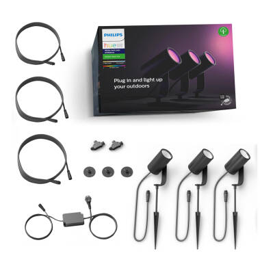 Image of Philips Hue Lily LED Smart Outdoor Spotlights - Set of 3 - Base Kit