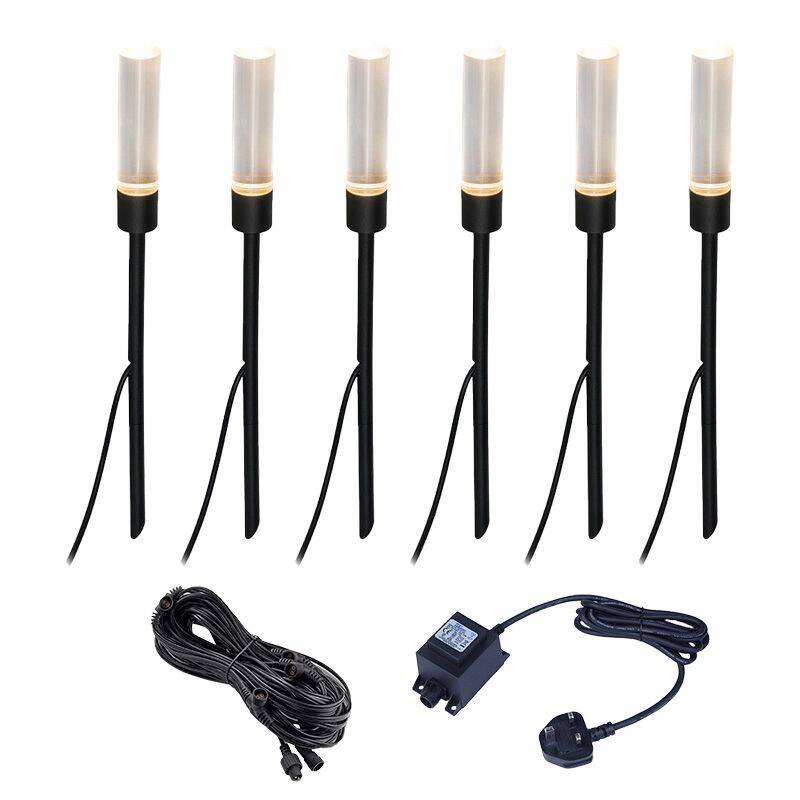 Image of EasyFit Core 12v Garden Lights - Snowdrop LED Outdoor Garden Feature Stake Light Kit - 6 Lights