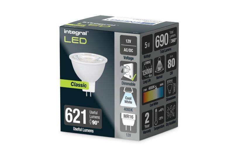 Image of Integral 5W Dimmable LED MR16 Bulb - Flood Beam