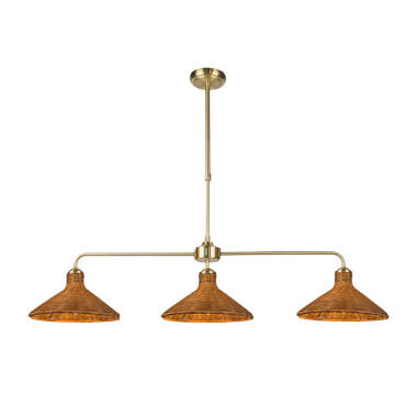 Image of Wisteria Mabel Rattan 3 Light Bar Ceiling Pendant