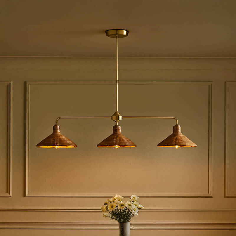 Image of Wisteria Mabel Rattan 3 Light Bar Ceiling Pendant