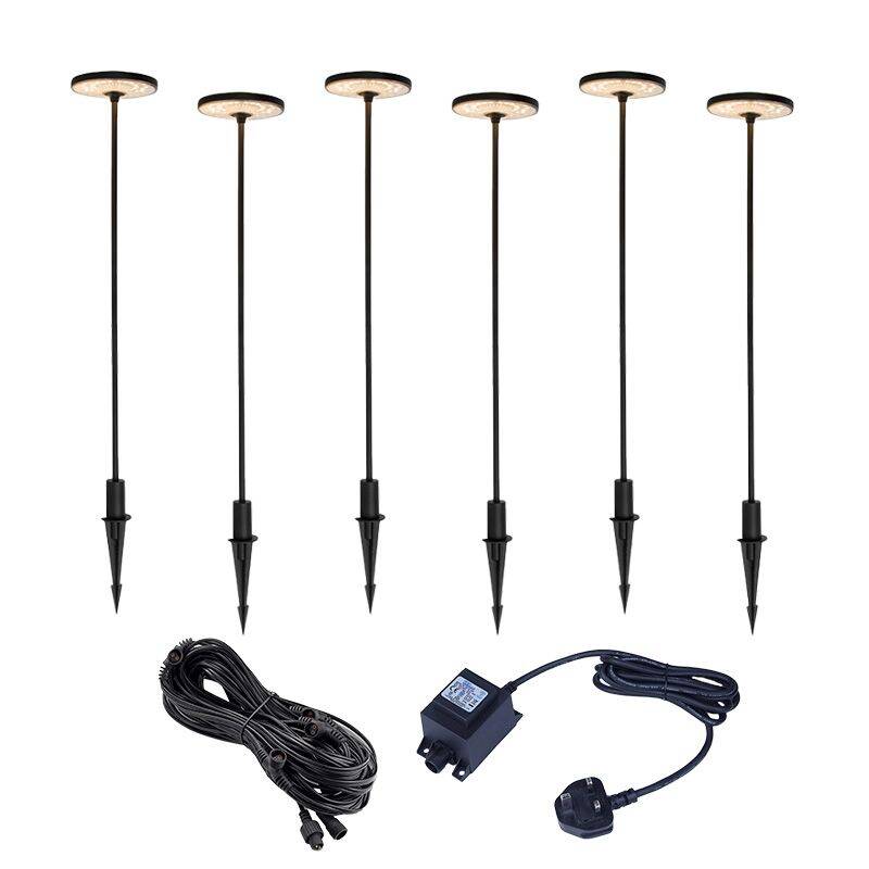 Image of EasyFit Core 12v Garden Lights - Hydrangea LED Outdoor Feature Stake Light Kit - 6 Lights