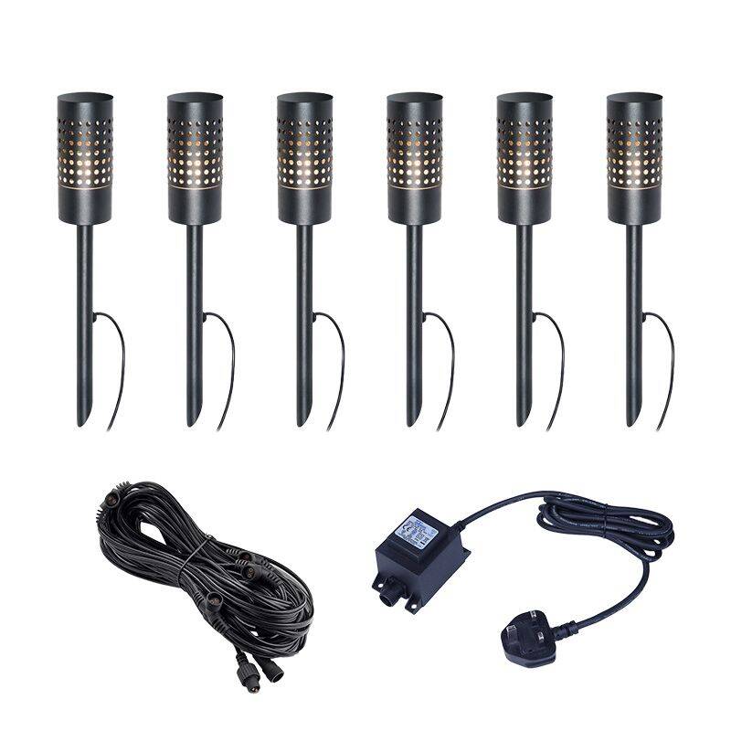 Image of EasyFit Core 12v Garden Lights - Willow LED Outdoor Feature Stake Light Kit - 6 Lights