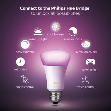 Image of Philips Hue 9W Smart Dimmable LED Bulb Bayonet Cap - Pack of 2 - Starter Kit