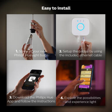 Image of Philips Hue 9W Smart Dimmable LED Bulb Bayonet Cap - Pack of 2 - Starter Kit