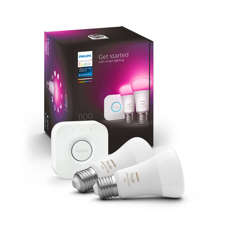 Image of Philips Hue 9W Smart Dimmable LED Bulb Screw Cap - Pack of 2 - Starter Kit