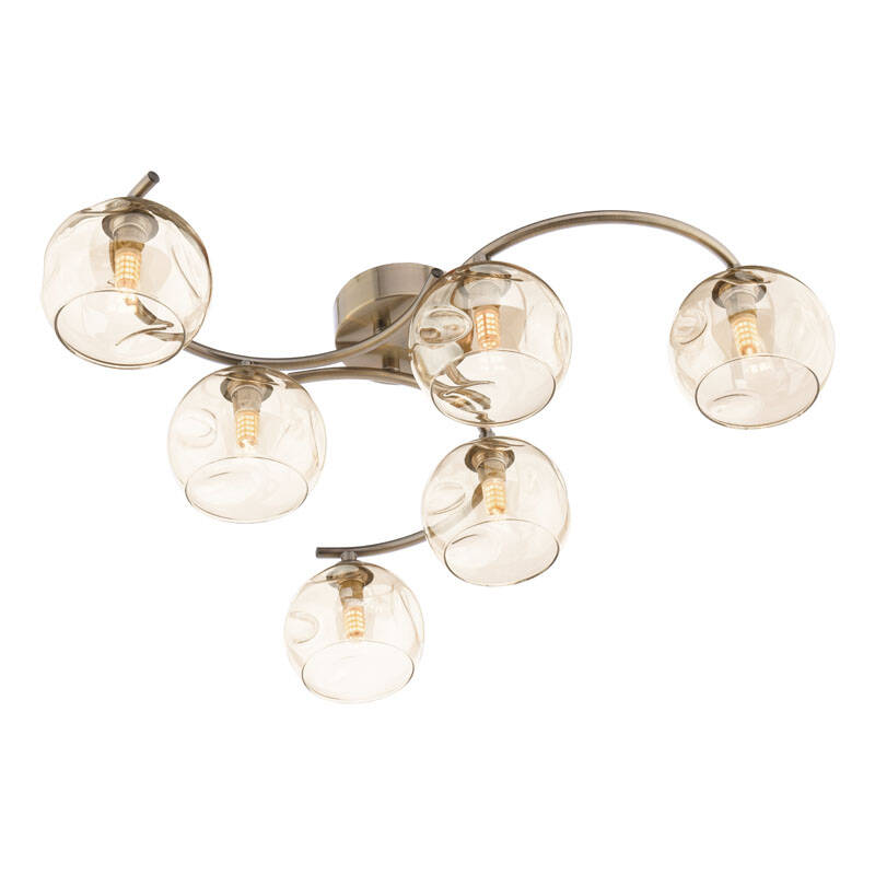 Image of Dar Nikita 6 Light Semi-Flush Ceiling Light With Smoked Glass