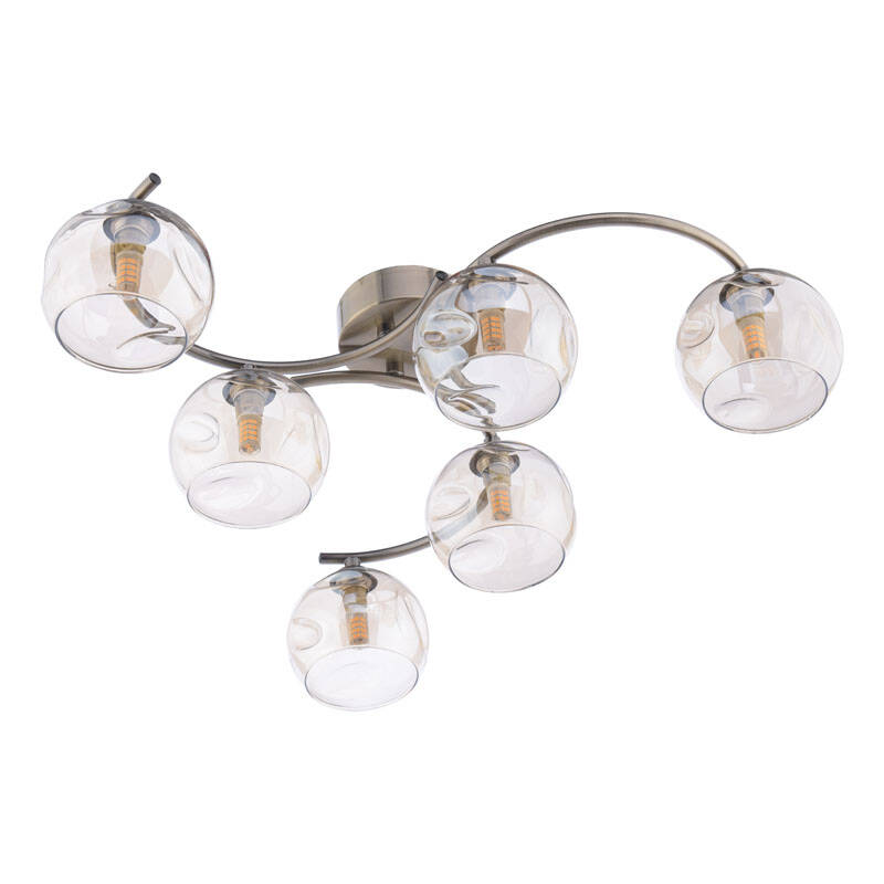 Image of Dar Nikita 6 Light Semi-Flush Ceiling Light With Smoked Glass