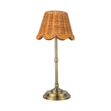 Image of Wisteria Maggie Rattan USB Rechargeable LED Touch Table Lamp