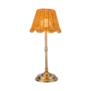 Image of Wisteria Maggie Rattan USB Rechargeable LED Touch Table Lamp