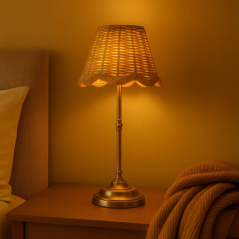 Image of Wisteria Maggie Rattan USB Rechargeable LED Touch Table Lamp