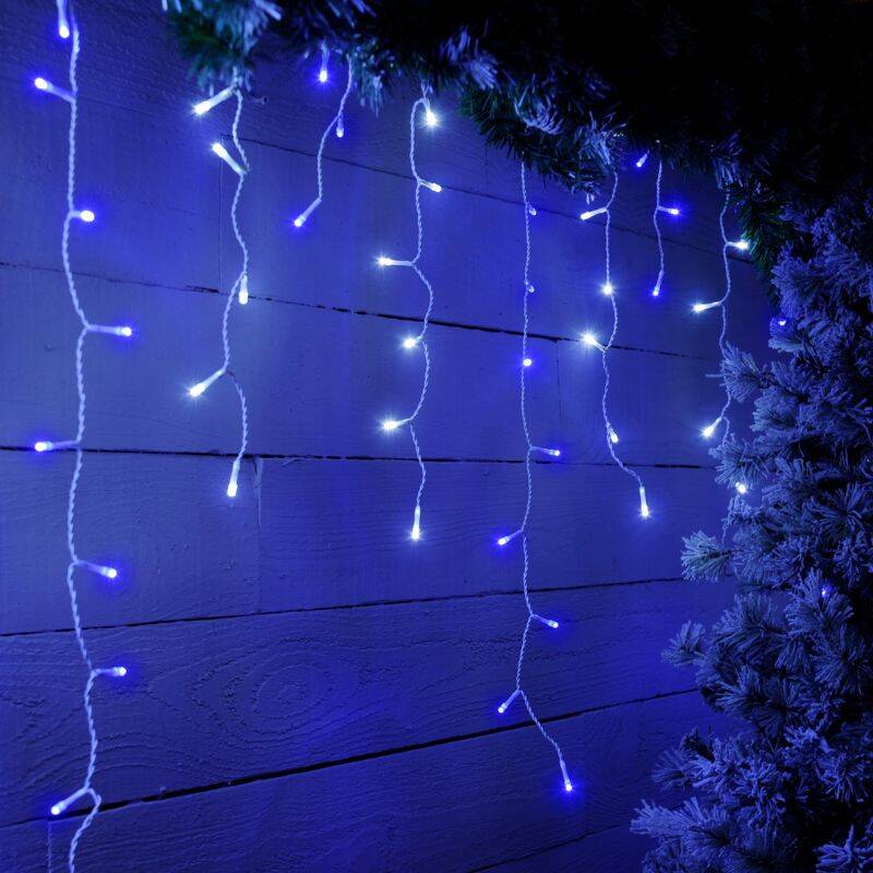 Image of Festive 8.8M Blue & White LED Snowing Icicle String Lights