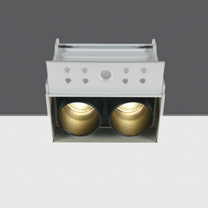 Image of Box Twin Recessed Plaster-In Warm White Non-Dimmable LED Fixed Downlight