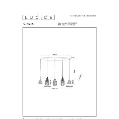 Image of Lucide Cinzia 8 Light Bar Ceiling Pendant
