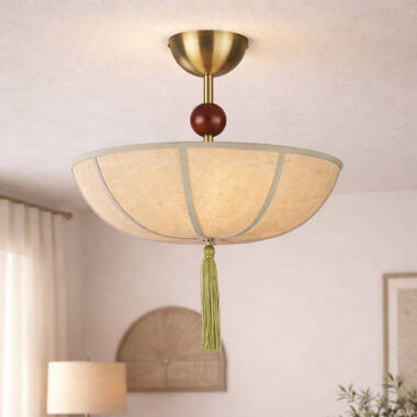Image of Wisteria Vanta Linen Semi-Flush Ceiling Light