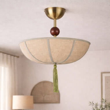 Image of Wisteria Vanta Linen Semi-Flush Ceiling Light
