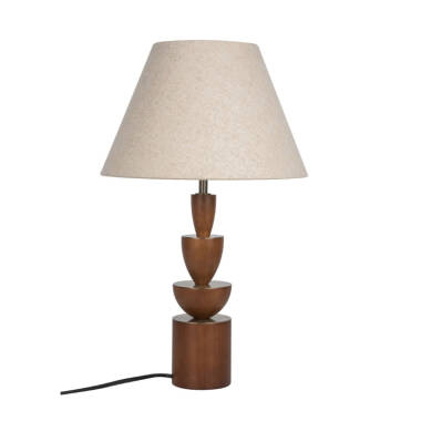 Image of Wisteria Nova Wood Table Lamp with Linen Shade