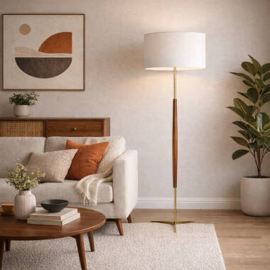 Image of Wisteria Halo Walnut Floor Lamp