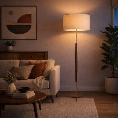 Image of Wisteria Halo Walnut Floor Lamp