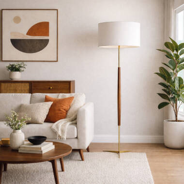Image of Wisteria Halo Walnut Floor Lamp