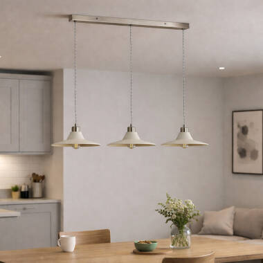 Image of Khudi & Khora Olive 3 Light Ceramic Bar Ceiling Pendant Light