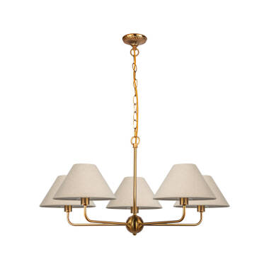 Image of Wisteria Vitra 5 Arm Linen Ceiling Pendant Light