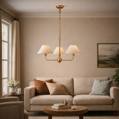 Image of Wisteria Vitra 3 Arm Linen Ceiling Pendant Light