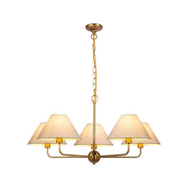 Image of Wisteria Vitra 5 Arm Linen Ceiling Pendant Light